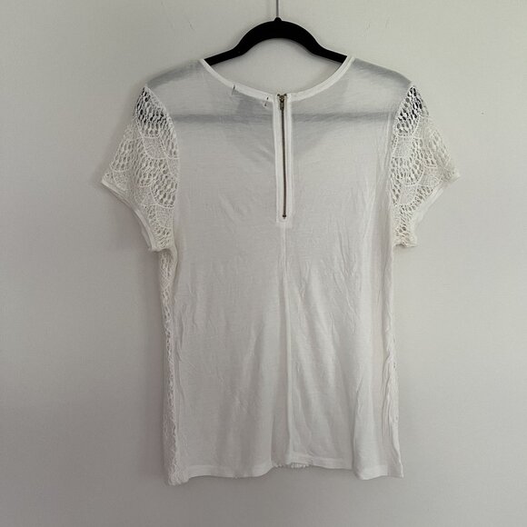 Verve Ami Women's Large White Lace Scoop Neck T-Shirt - Picture 4 of 6